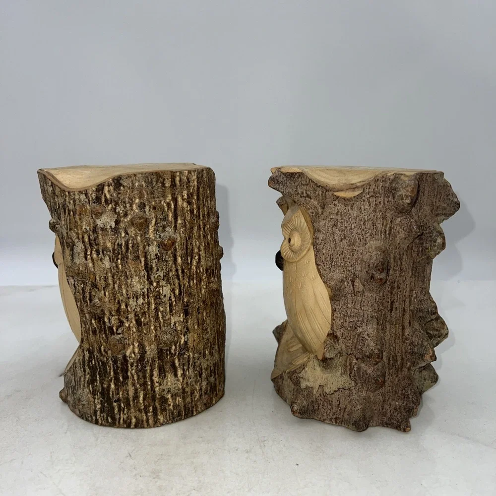 Owl Carved in Split Tree Branch Log 6